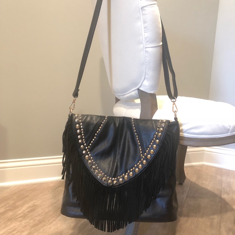 Black boho tassel crossbody